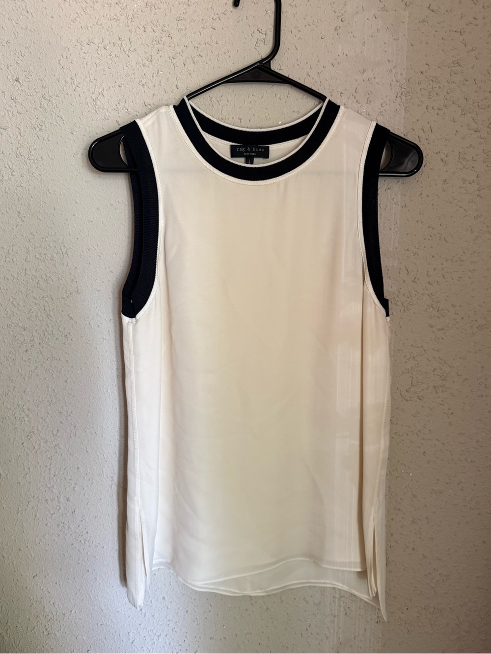 rag & bone White Sleeveless Tank with Black Trim